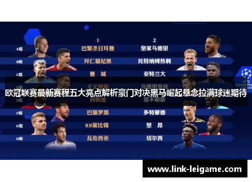 欧冠联赛最新赛程五大亮点解析豪门对决黑马崛起悬念拉满球迷期待 欧冠联赛最新赛程五大亮点解析豪门对决黑马崛起悬念拉满球迷期待